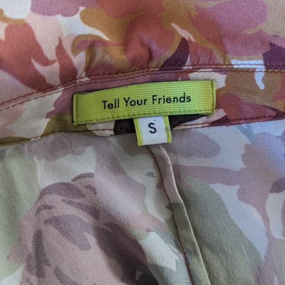 Revolve Tell Your Friends 100% Silk Top Small Camelia Dolman Button Down Satin - Picture 5 of 7